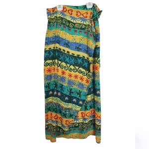 SURFER Girl yellow blue red bold print Swimsuit Beach Coverup Wrap Skirt OSFM